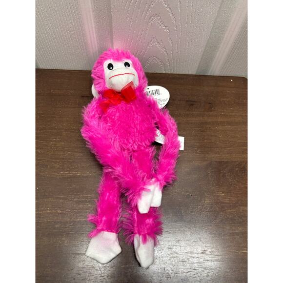 Fuzzy Friends Greenbrier Plush Hanging Pink Valentine's Day Monkey 12.5" NWT - Picture 2 of 5